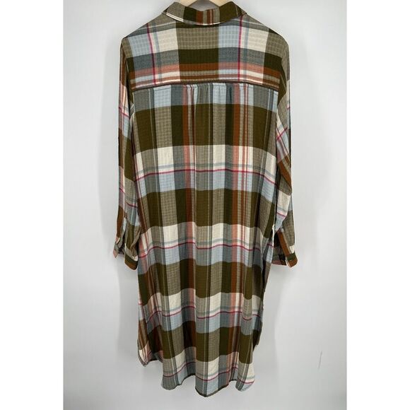 Pilcro Anthropologie Side-Slit Maxi Tunic Button Down Duster Boho Size Medium - Picture 7 of 7